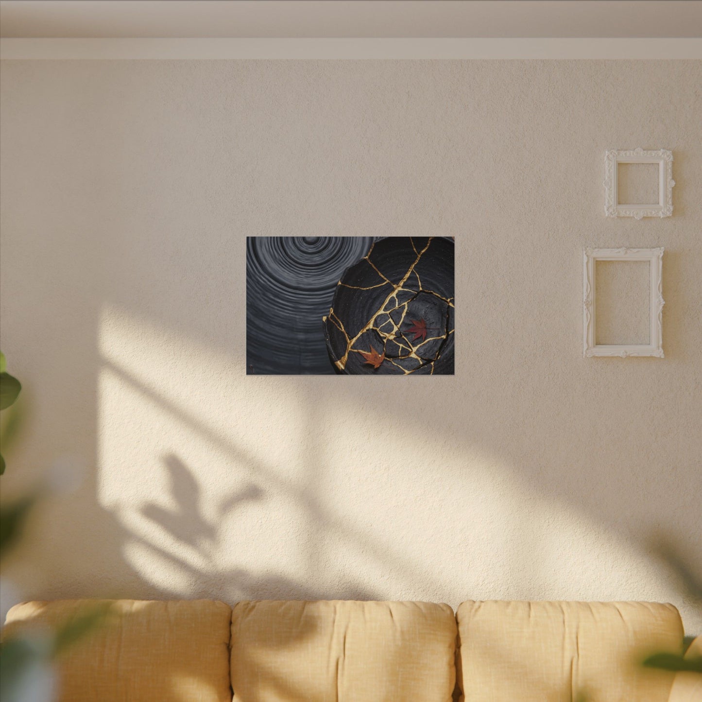 Philosophical Water Ripple Canvas Art - Gold Repair Kintsugi