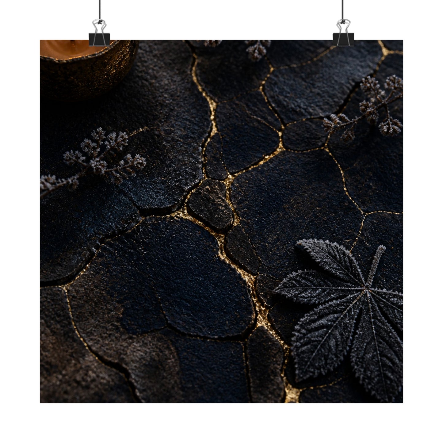 Luxurious Cracked Earth Wall Art Print - Moody Minimal Dark Japandi