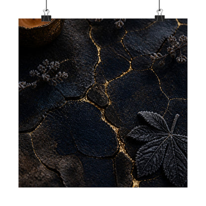 Luxurious Cracked Earth Wall Art Print - Moody Minimal Dark Japandi