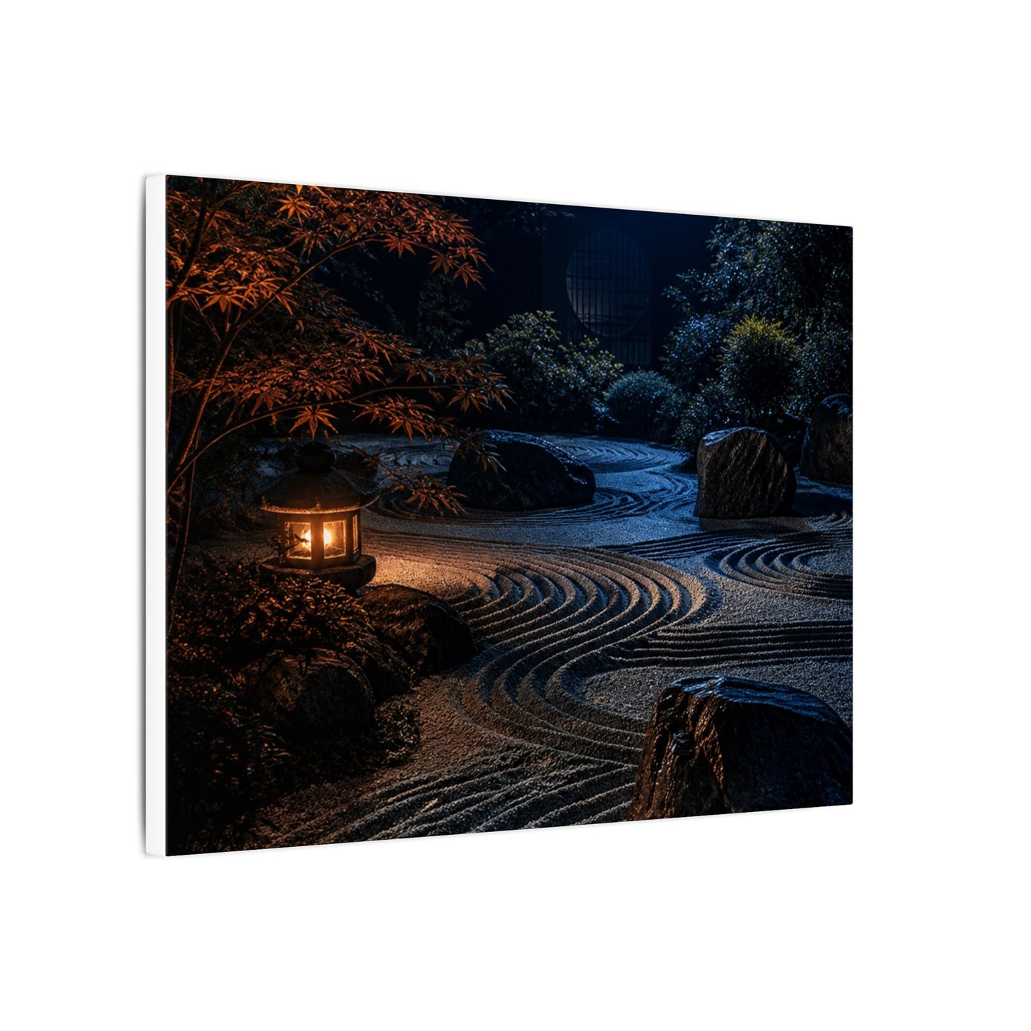 Summer Rock Garden Shadow Zen Canvas Art | Moody Decor