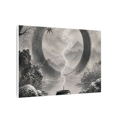 Incense Smoke Canvas Art | Winter Zen Sumi E Art