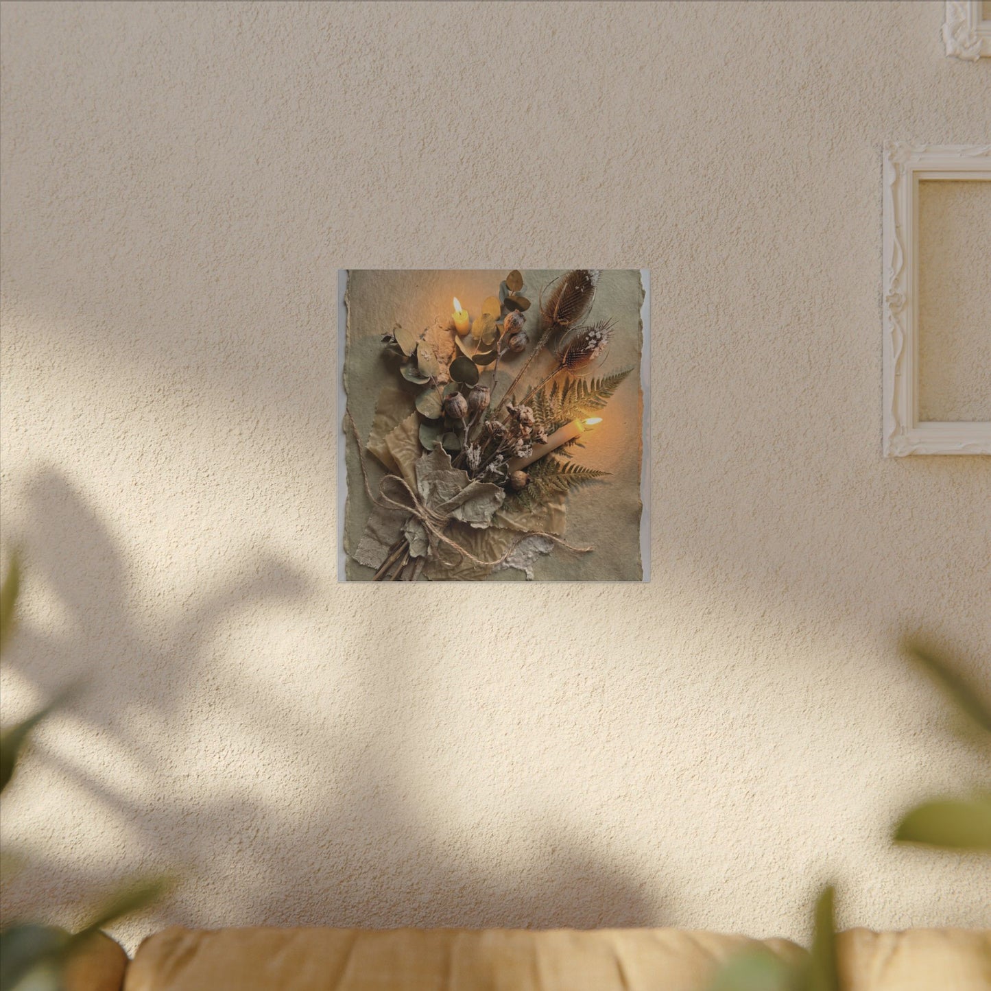 Dried Flowers Texture Canvas Art | Warm Japandi Art