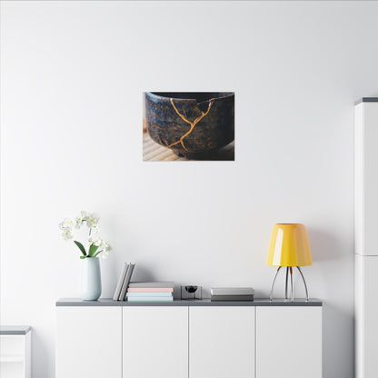 Tea Ceremony Autumn Canvas Art | Kintsugi Healing Design