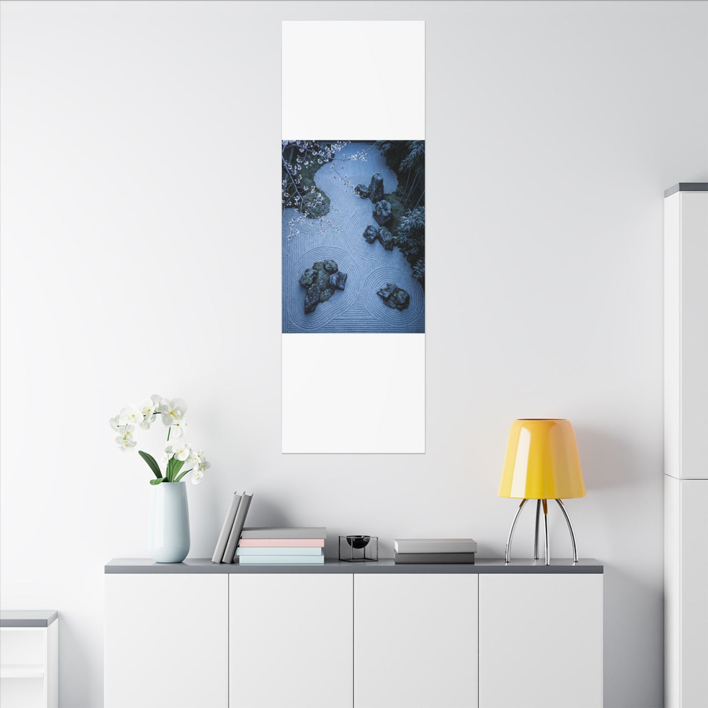 Contemplative Cherry Blossom Canvas Art - Karesansui Zen