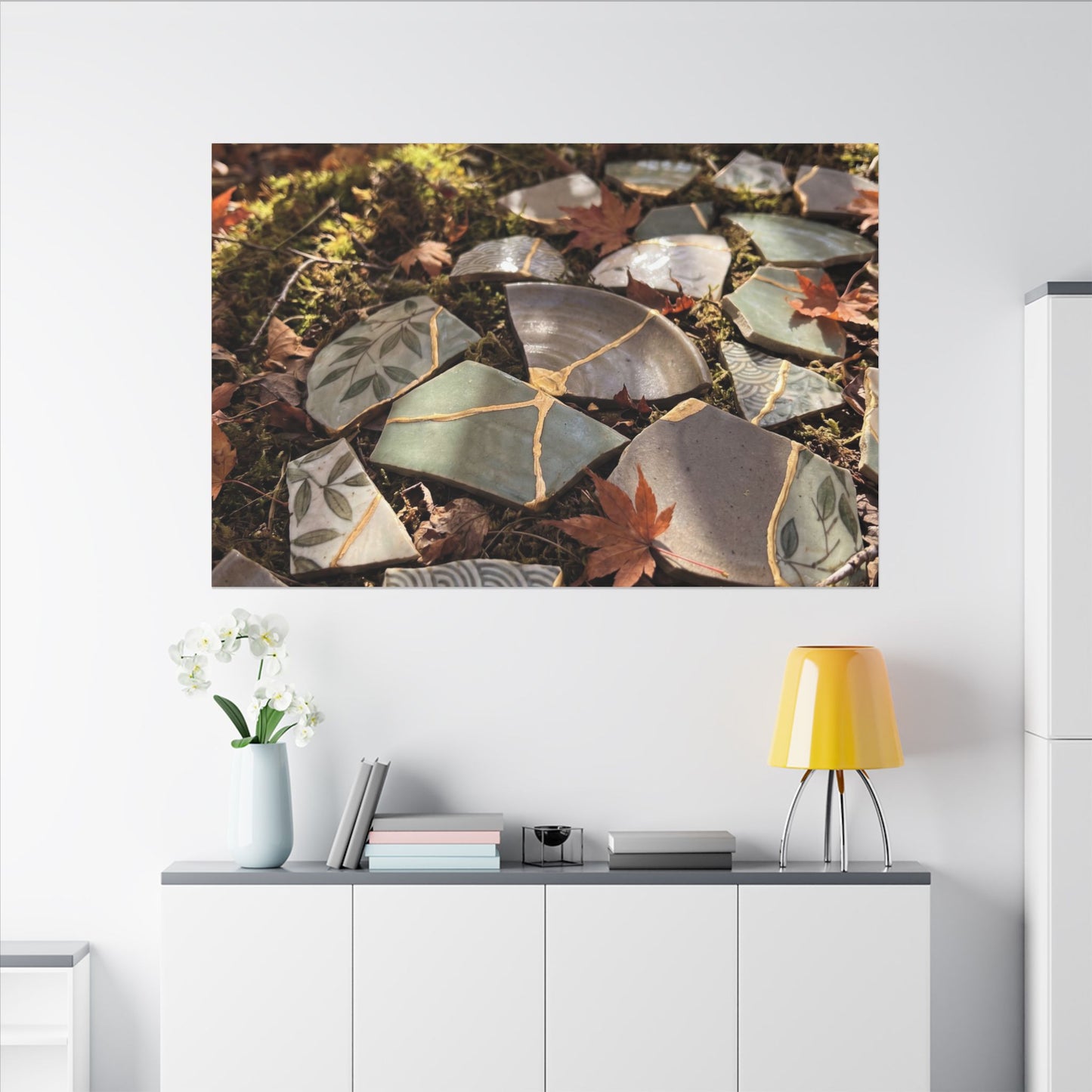 Broken Pottery Japanese Pattern Canvas Art | Elegant Japandi Art