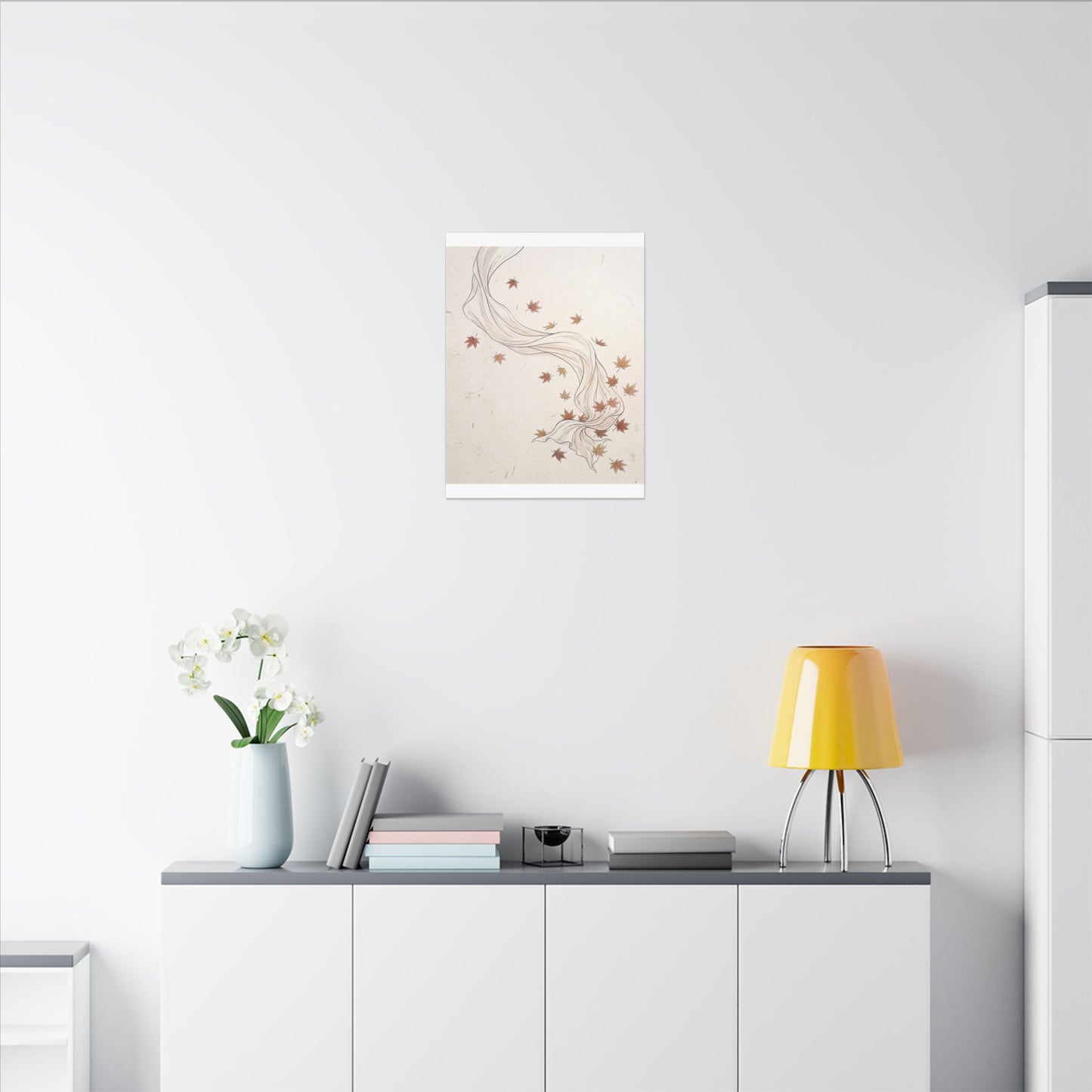 Japandi Silk Drape in Dawn | Minimal Line Canvas Art