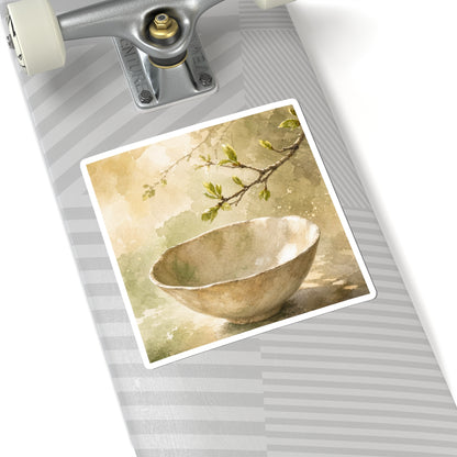 Ceramic Bowl Spring Sticker | Japandi Neutral Design