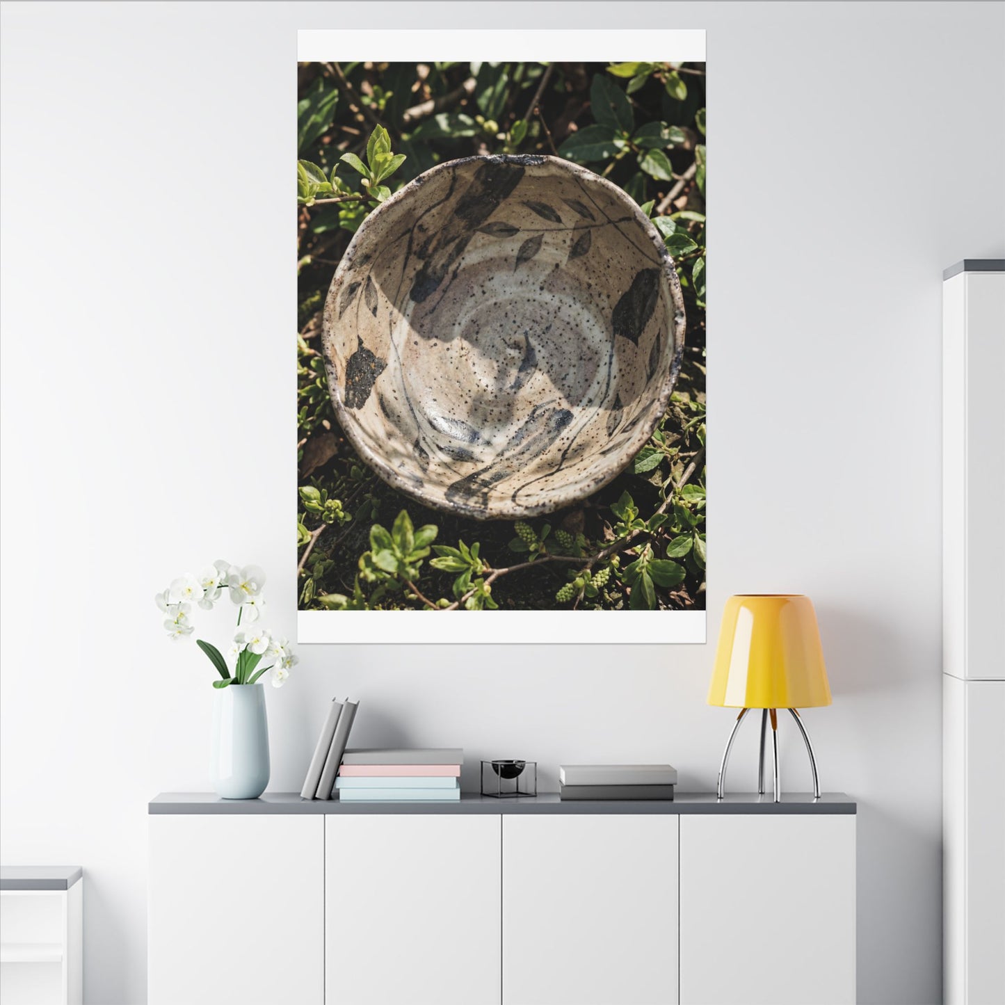 Elegant Ceramic Bowl Canvas Art - Japanese Pattern Japandi