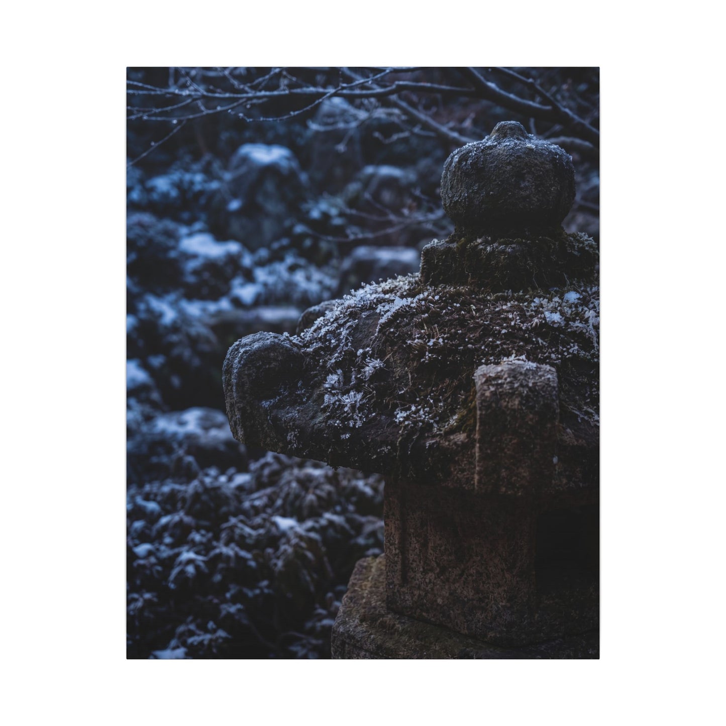 Moody Stone Lantern Canvas Art - Shadow Zen Dark Japandi
