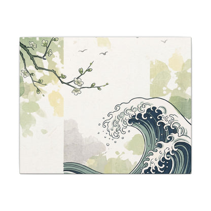 Spring Ocean Wave Ukiyo E Inspired Canvas Art | Serene Decor