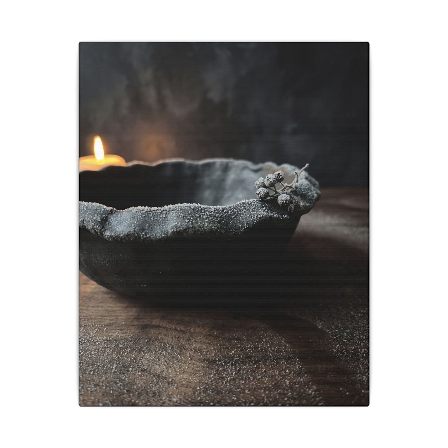 Ceramic Bowl Canvas Art | Winter Dark Japandi Shadow Zen Art