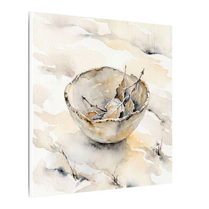 Ceramic Bowl Canvas Art | Winter Japandi Watercolor Art