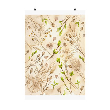 Spring Dried Flowers Watercolor Wall Art Print | Elegant Decor
