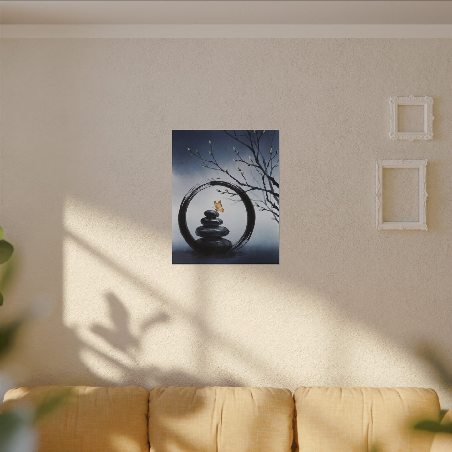 River Stones Spring Canvas Art | Zen Peaceful Design