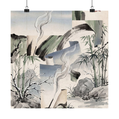 Serene Incense Smoke Wall Art Print - Sumi E Zen