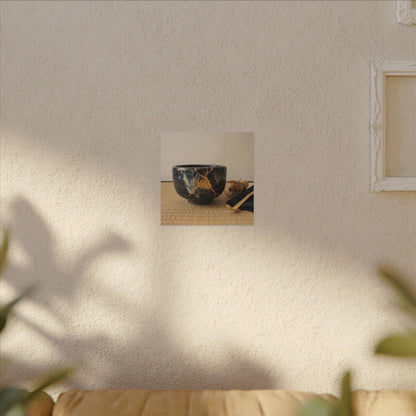 Kanso Tea Ceremony Canvas Art - Kintsugi Gold Vein