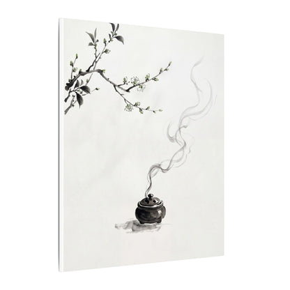 Calm Incense Smoke Canvas Art - Sumi E Zen