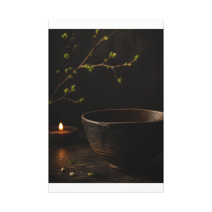 Moody Ceramic Bowl Canvas Art - Shadow Zen Dark Japandi