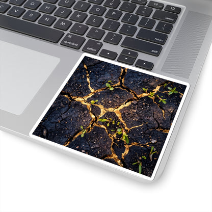 Seijaku Cracked Earth Sticker - Kintsugi Crackle Gold