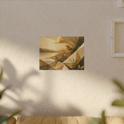 Golden Hour Paper Fold Canvas Art - Japandi Ma