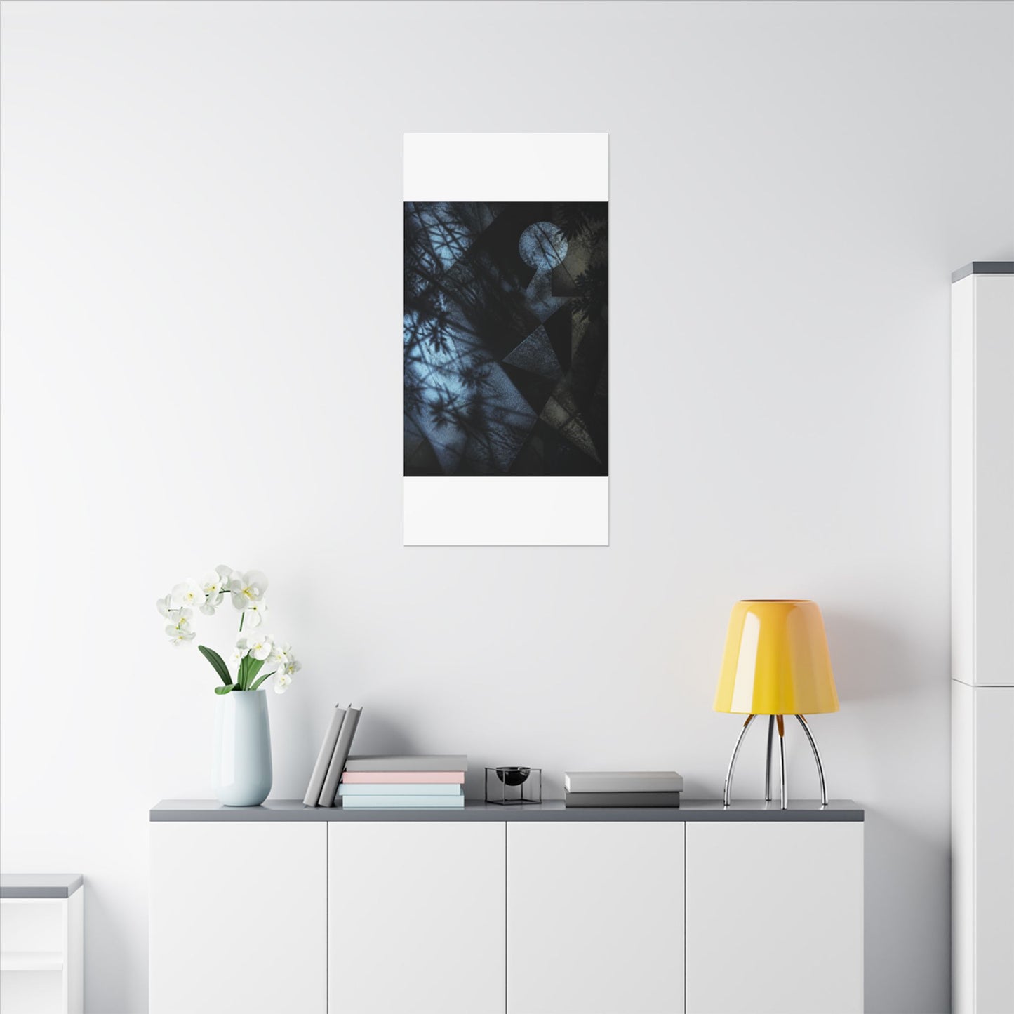 Shadow Play Winter Canvas Art | Dark Japandi Luxurious Design