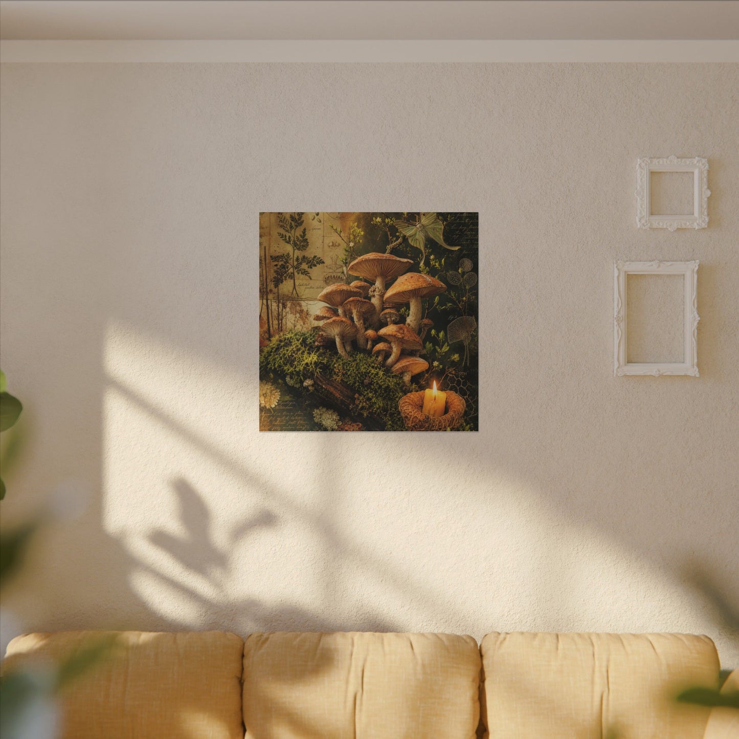 Spring Wild Mushrooms Herbarium Canvas Art | Earthy Decor