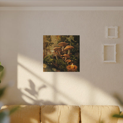 Spring Wild Mushrooms Herbarium Canvas Art | Earthy Decor
