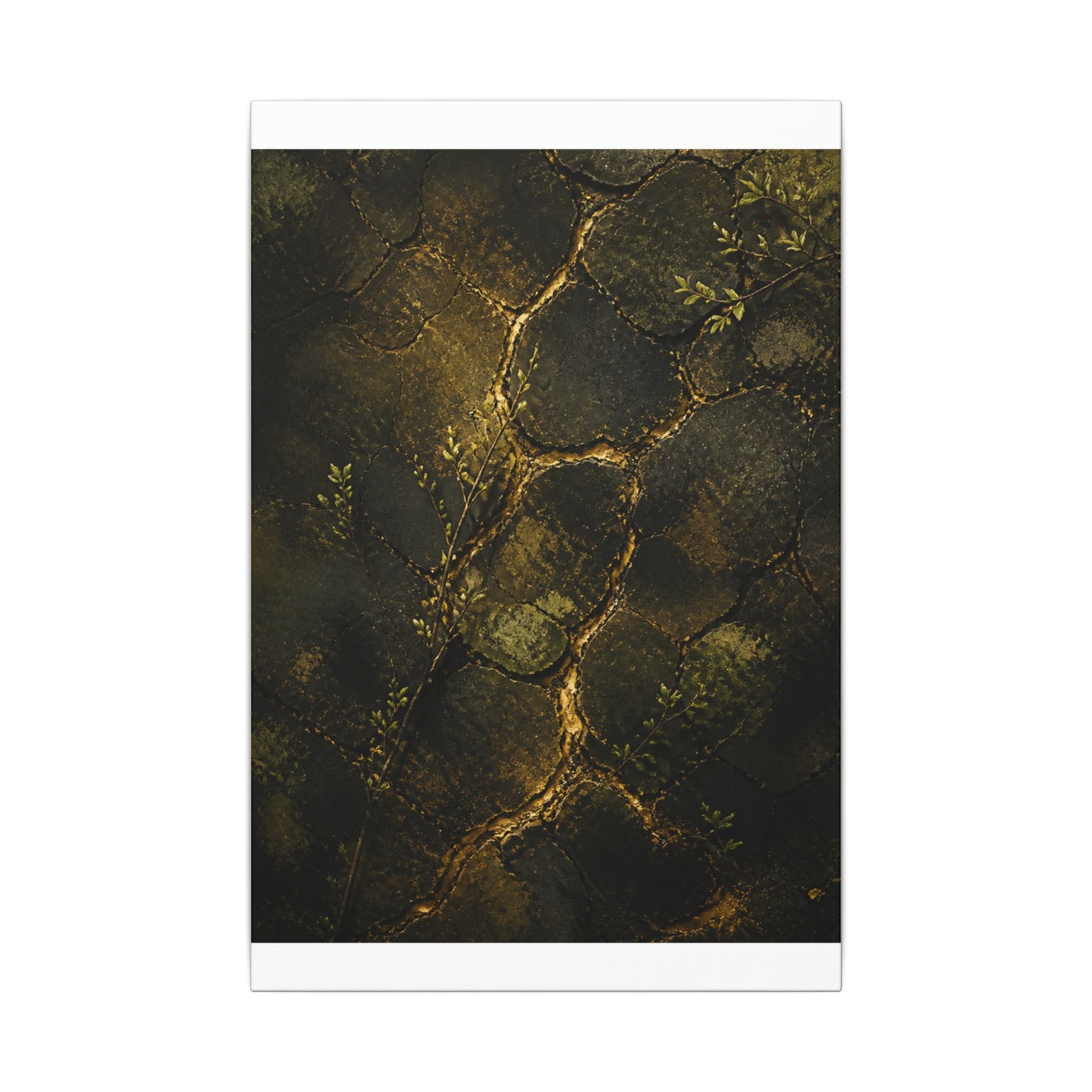 Shibui Cracked Earth Canvas Art - Dark Japandi Dark Texture