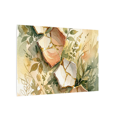 Japandi Broken Pottery in Golden Hour | Watercolor Canvas Art