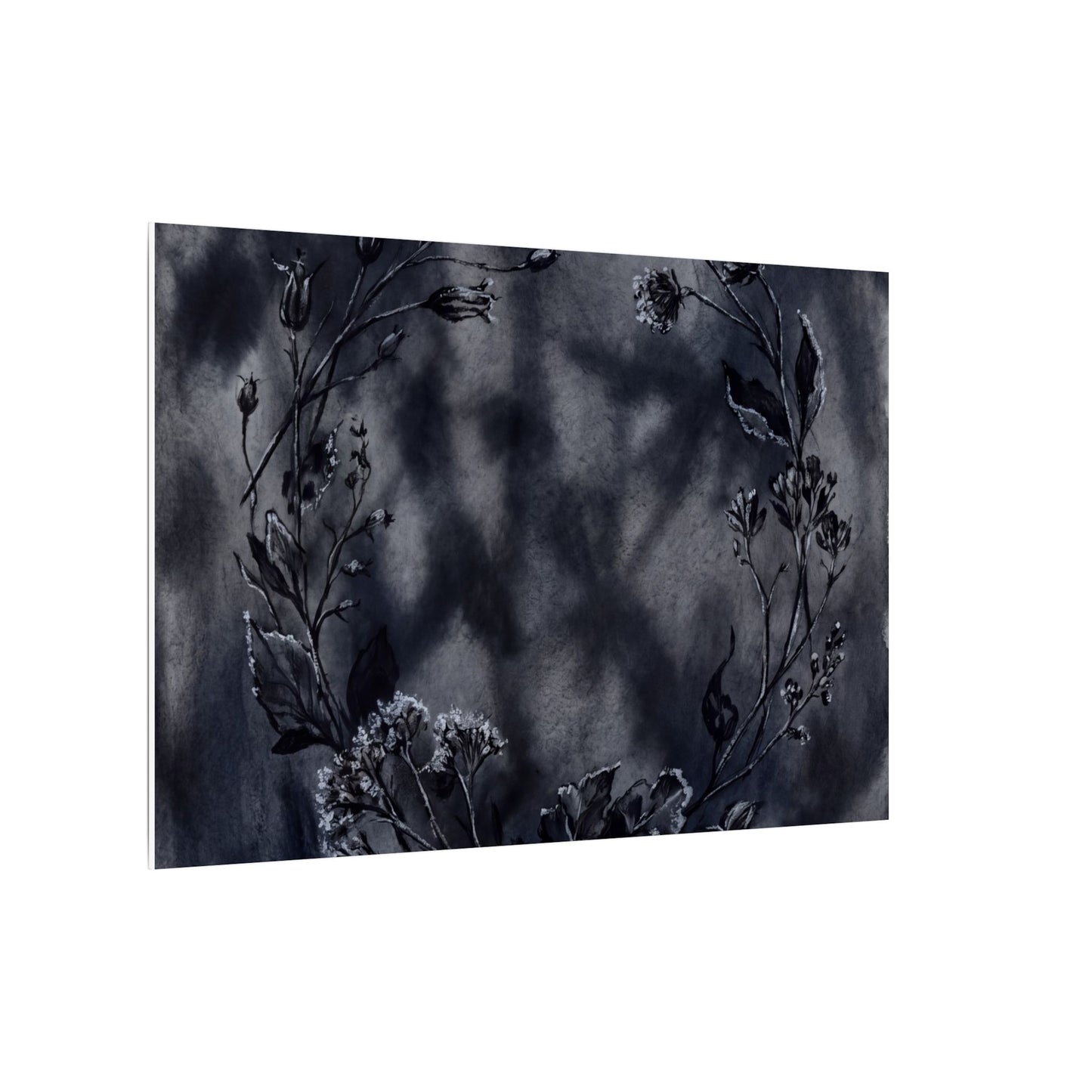 Dried Flowers Canvas Art | Winter Dark Japandi Shadow Zen Art