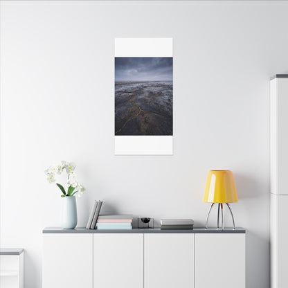 Dark Japandi Cracked Earth in Overcast | Dark Texture Canvas Art