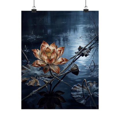Kintsugi Lotus Flower in Moonlight | Broken Beauty Wall Art Print Art Print