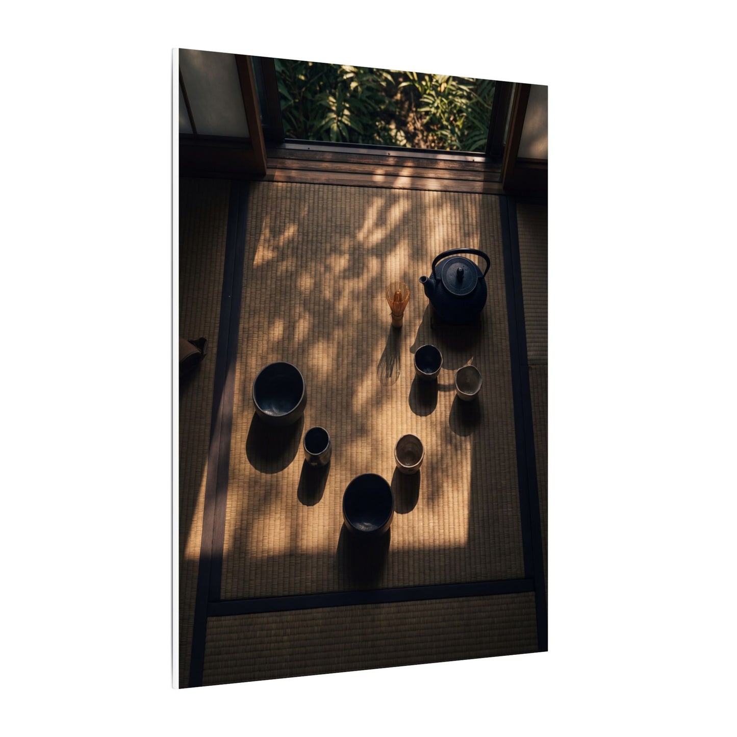 Shibui Tea Ceremony Canvas Art - Dark Japandi Shadow Zen