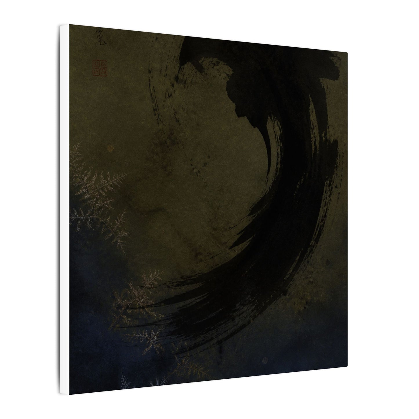 Seijaku Ink Brushstroke Canvas Art - Dark Japandi Moody Minimal