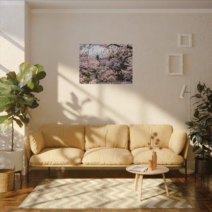 Cherry Blossom Winter Canvas Art | Dark Japandi Luxurious Design