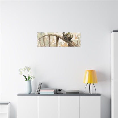 Wooden Bridge Canvas Art | Autumn Japandi Watercolor Art