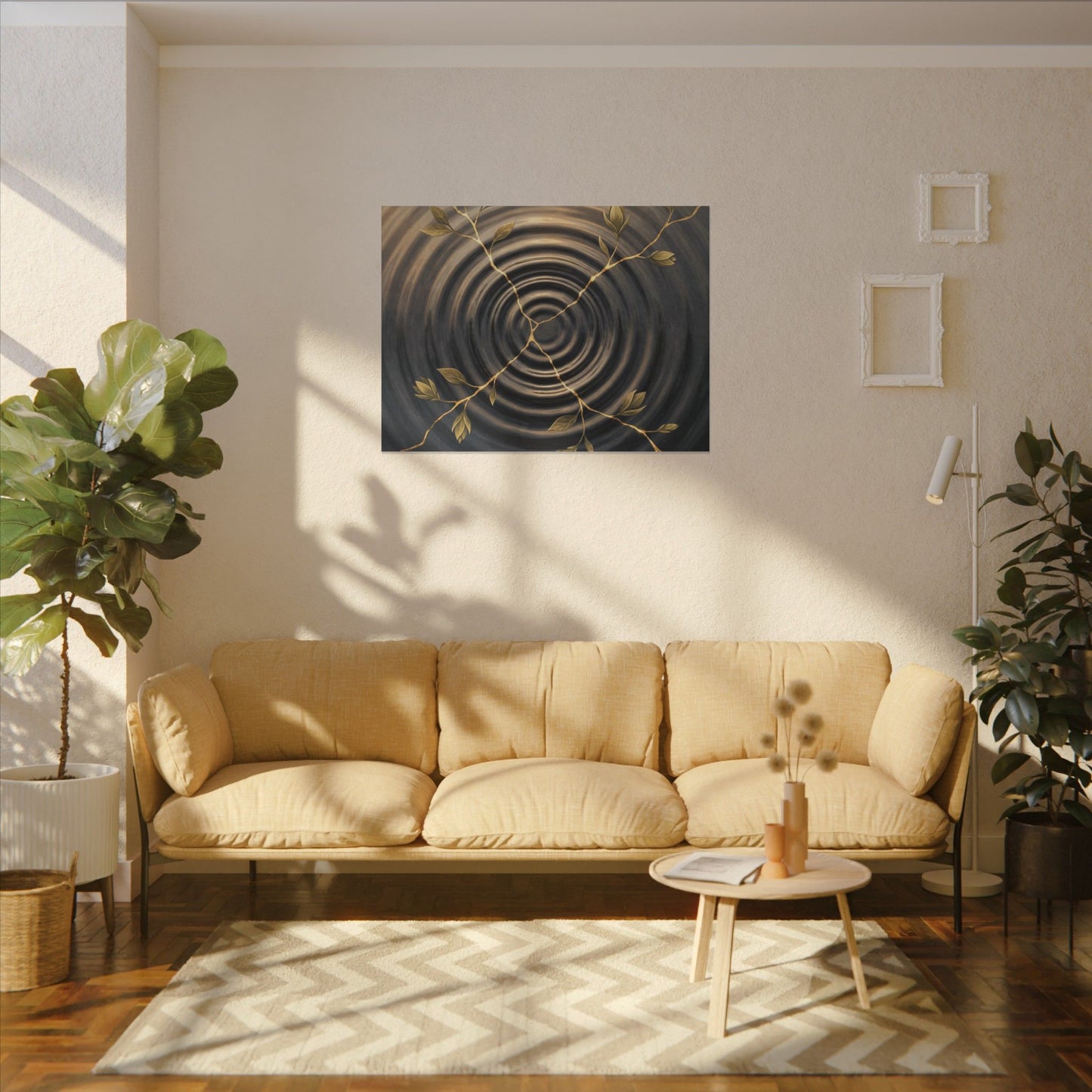 Kanso Water Ripple Canvas Art - Kintsugi Gold Vein