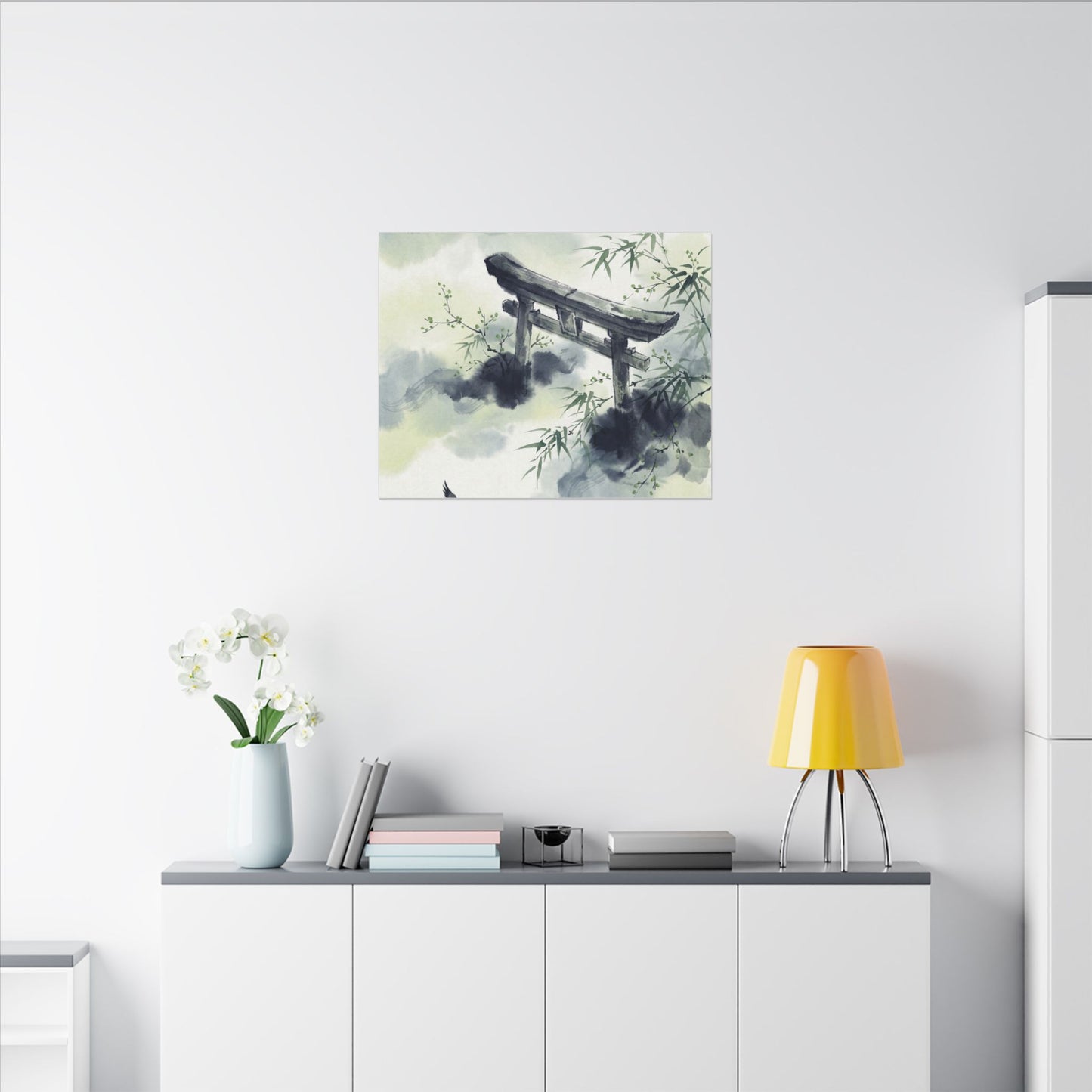 Torii Gate Sumi E Canvas Art | Serene Zen Art