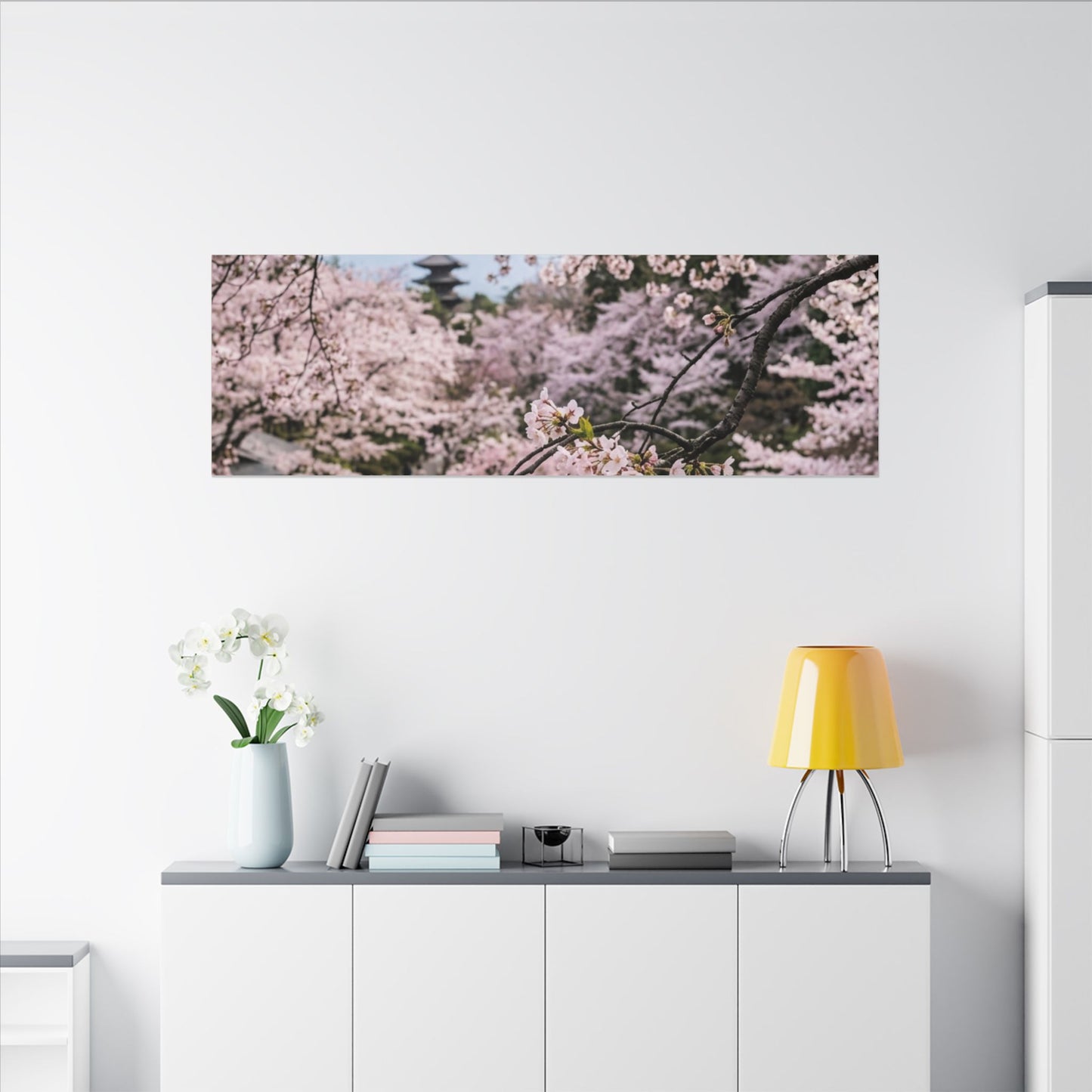Fukinsei Cherry Blossom Canvas Art - Dark Japandi Moody Minimal