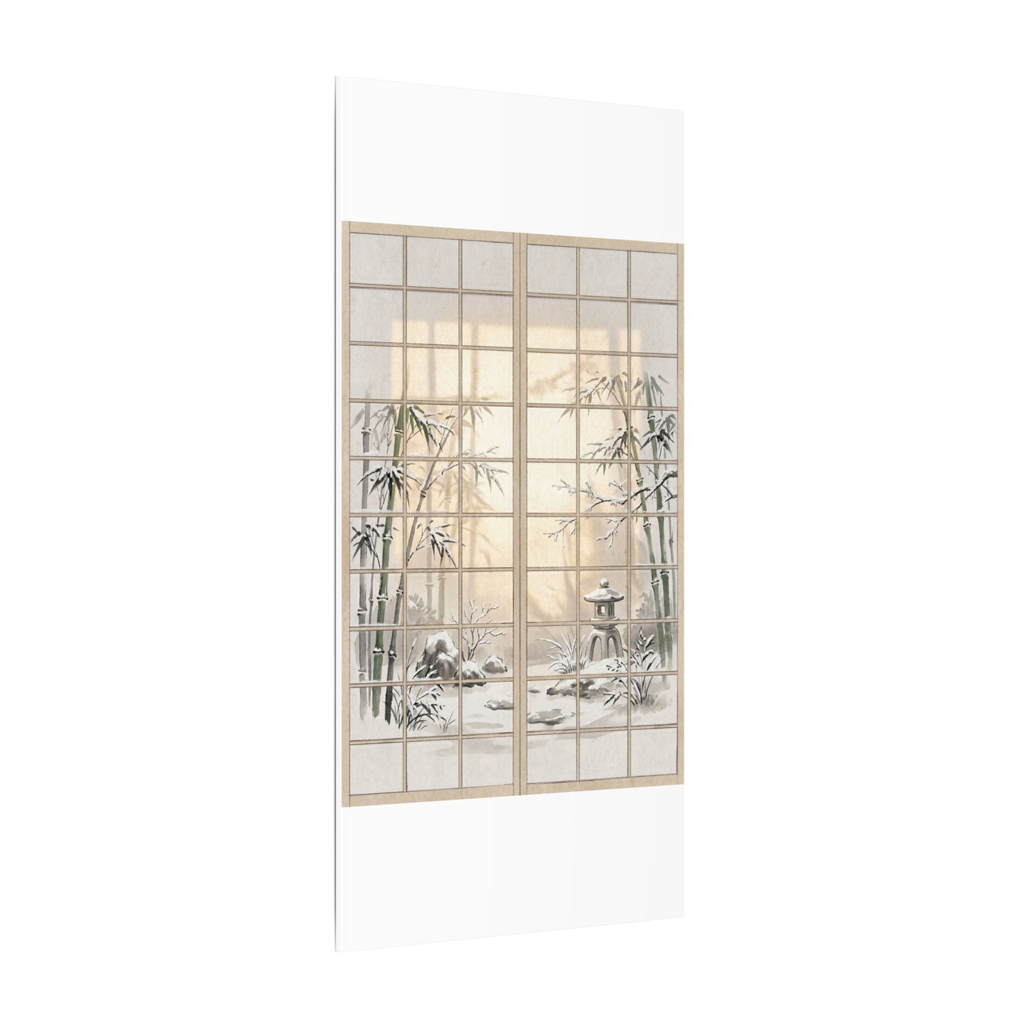Winter Shoji Screen Sumi E Canvas Art | Tranquil Decor