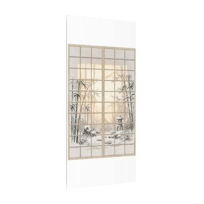 Winter Shoji Screen Sumi E Canvas Art | Tranquil Decor
