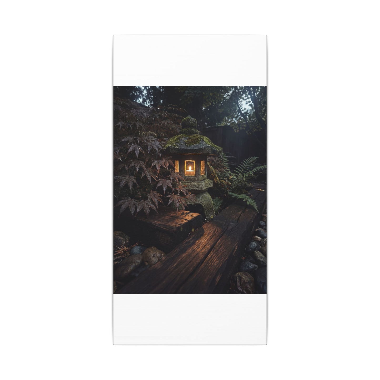 Moody Moonlit Garden Canvas Art - Shadow Zen Dark Japandi