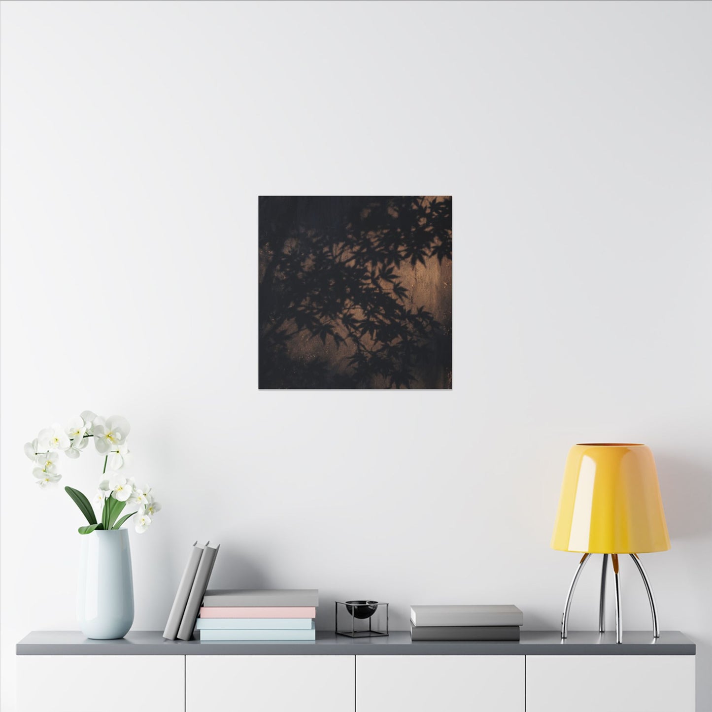 Shadow Play Autumn Canvas Art | Dark Japandi Atmospheric Design