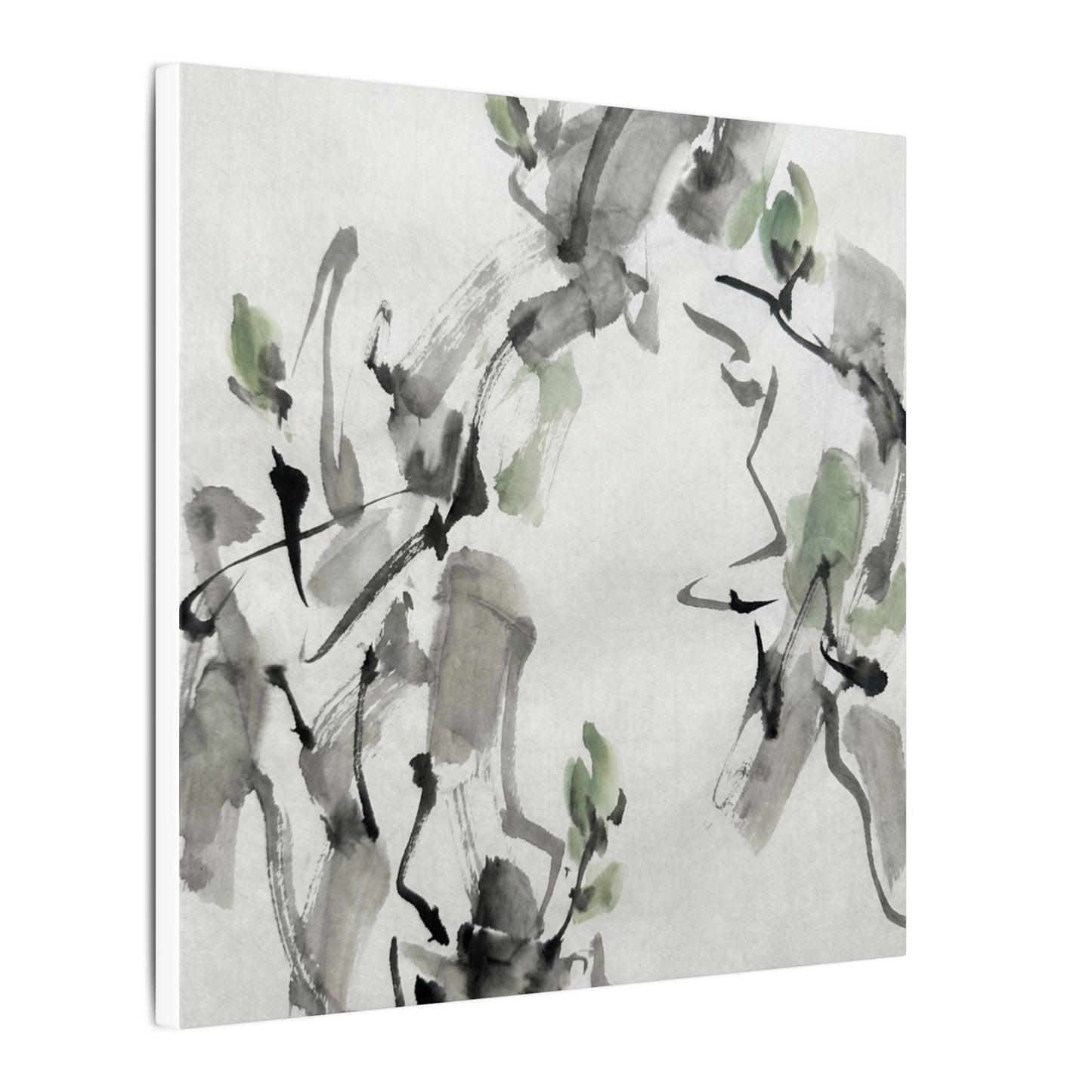 Zen Ink Brushstroke in Overcast | Sumi E Canvas Art