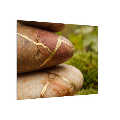 River Stones Summer Canvas Art | Kintsugi Healing Design