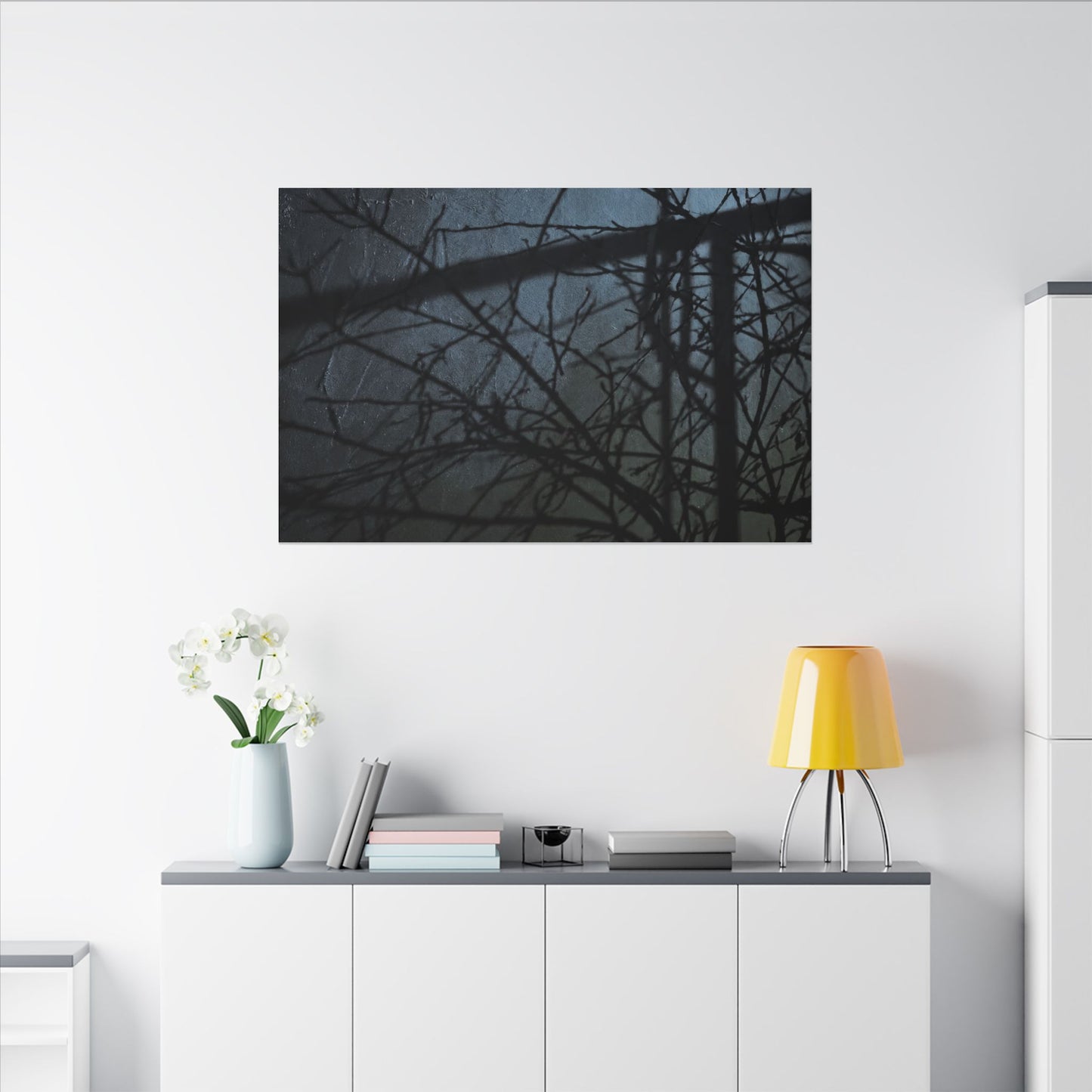 Moonlight Shadow Play Canvas Art - Dark Japandi Shibui