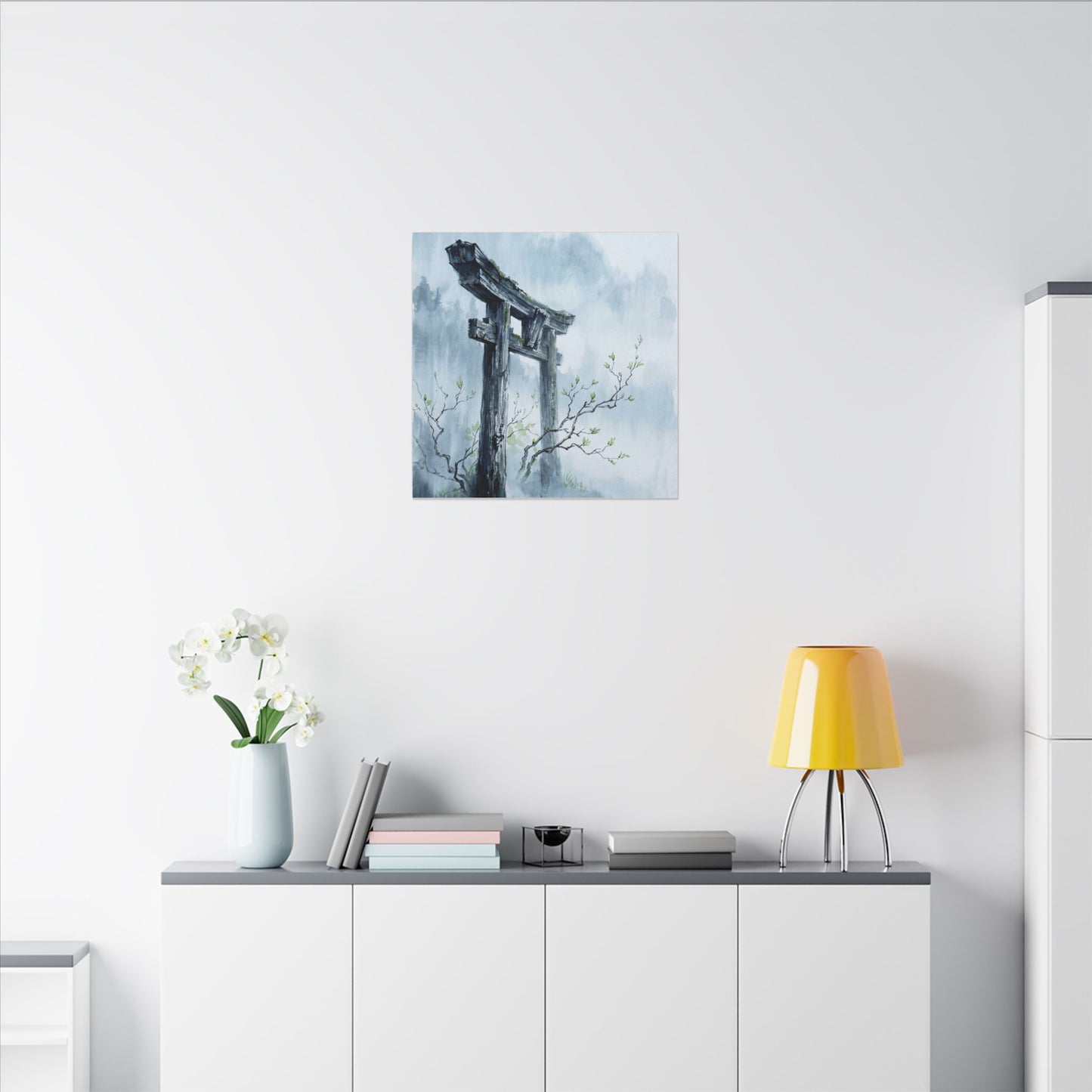 Torii Gate Canvas Art | Spring Zen Sumi E Art