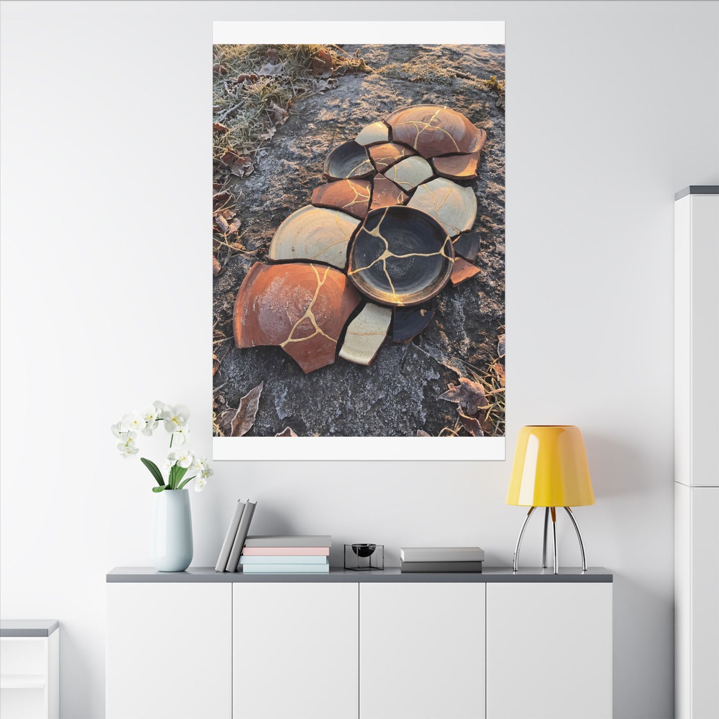 Winter Broken Pottery Gold Vein Canvas Art | Beautiful Decor