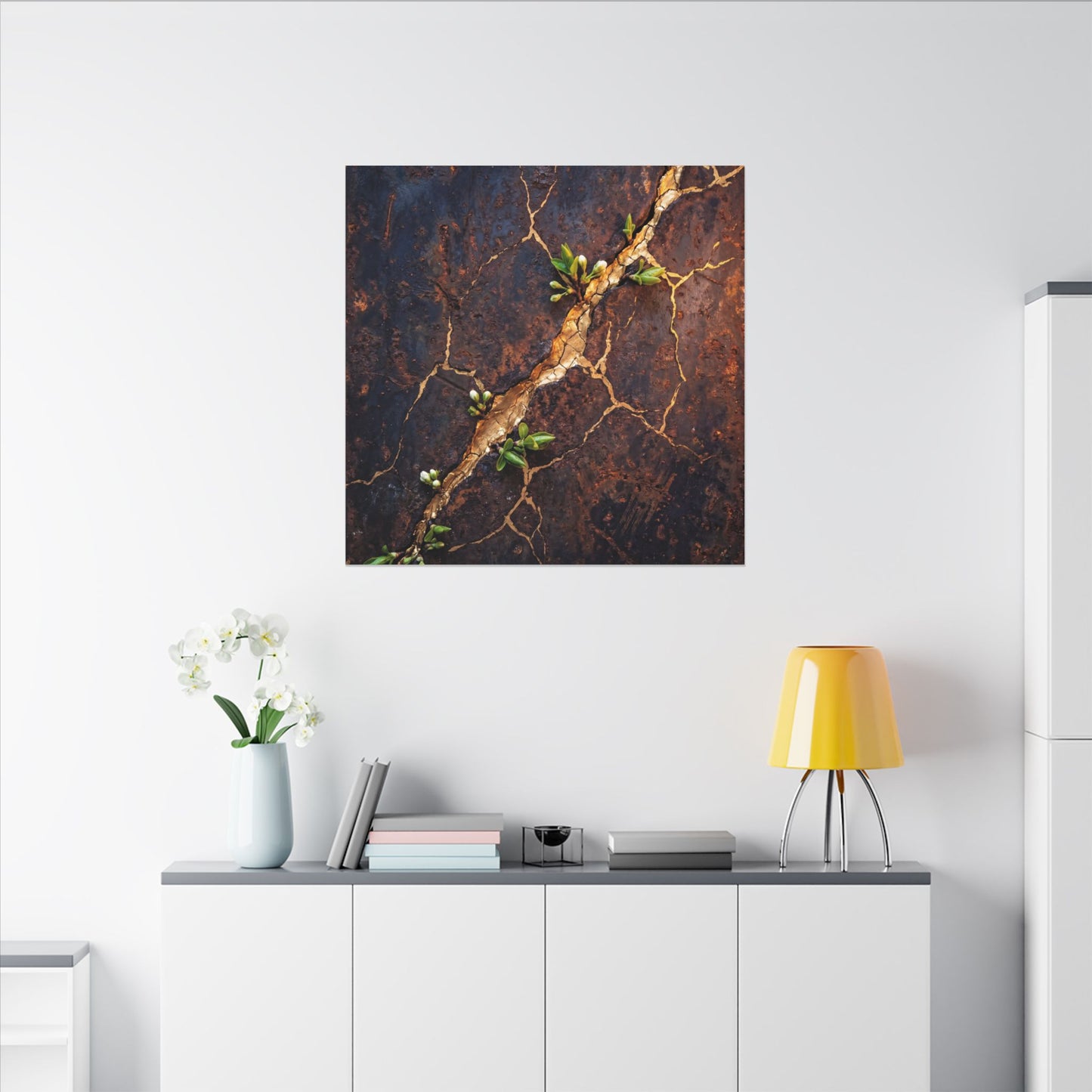 Rust Patina Spring Canvas Art | Kintsugi Resilient Design