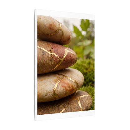 River Stones Summer Canvas Art | Kintsugi Healing Design